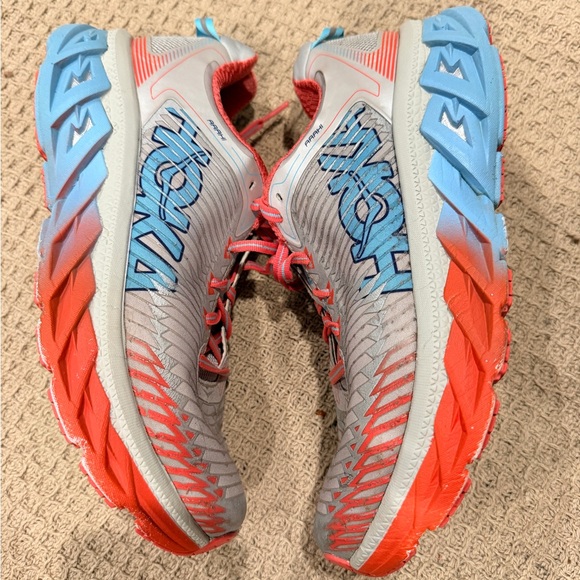 Hoka One One Silver and Coral Athletic Shoes - Picture 3 of 6
